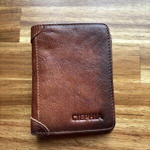 Men's Wallet-Ciephia RFID-Blocking Trifold Leather-Vintage Design Brown Classic